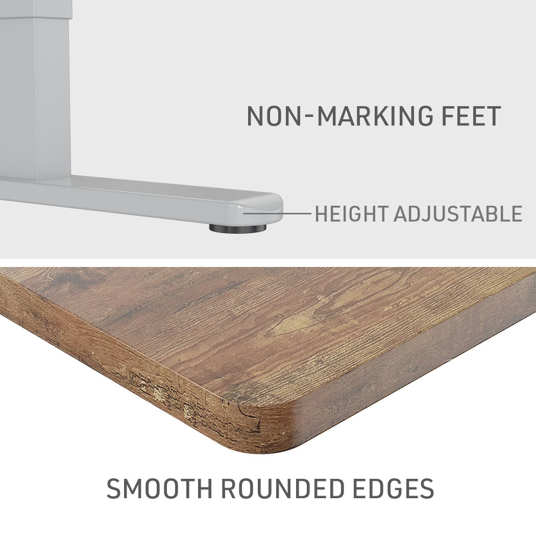 Fortia Sit To Stand Up Standing Desk, 120x60cm, 72-118cm Electric Height Adjustable, 70kg Load, Oak Style/Silver Frame - Cosy Abode