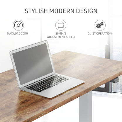Fortia Sit To Stand Up Standing Desk, 140x60cm, 72-118cm Electric Height Adjustable, 70kg Load, Oak Style/Silver Frame - Cosy Abode