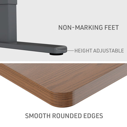 Fortia Sit To Stand Up Standing Desk, 120x60cm, 72-118cm Electric Height Adjustable, 70kg Load, Walnut Style/Black Frame - Cosy Abode