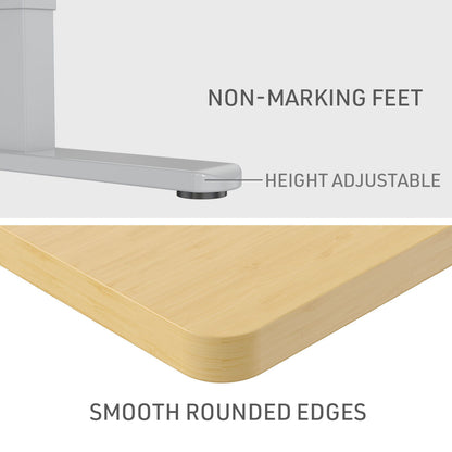 Fortia Sit To Stand Up Standing Desk, 120x60cm, 72-118cm Electric Height Adjustable, 70kg Load, White Oak Style/Silver Frame - Cosy Abode