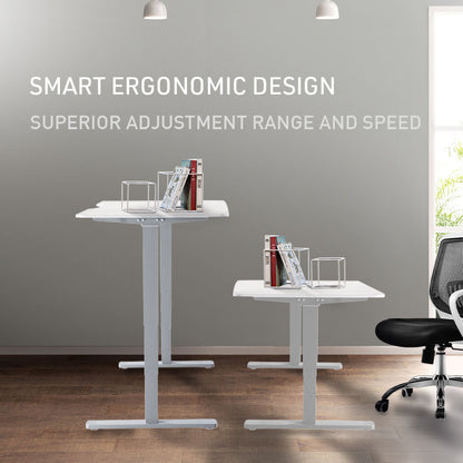 Fortia Sit To Stand Up Standing Desk, 120x60cm, 72-118cm Electric Height Adjustable, 70kg Load, Light Oak Style/White Frame - Cosy Abode