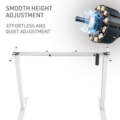 Fortia Sit To Stand Up Standing Desk, 120x60cm, 72-118cm Electric Height Adjustable, 70kg Load, Light Oak Style/White Frame - Cosy Abode