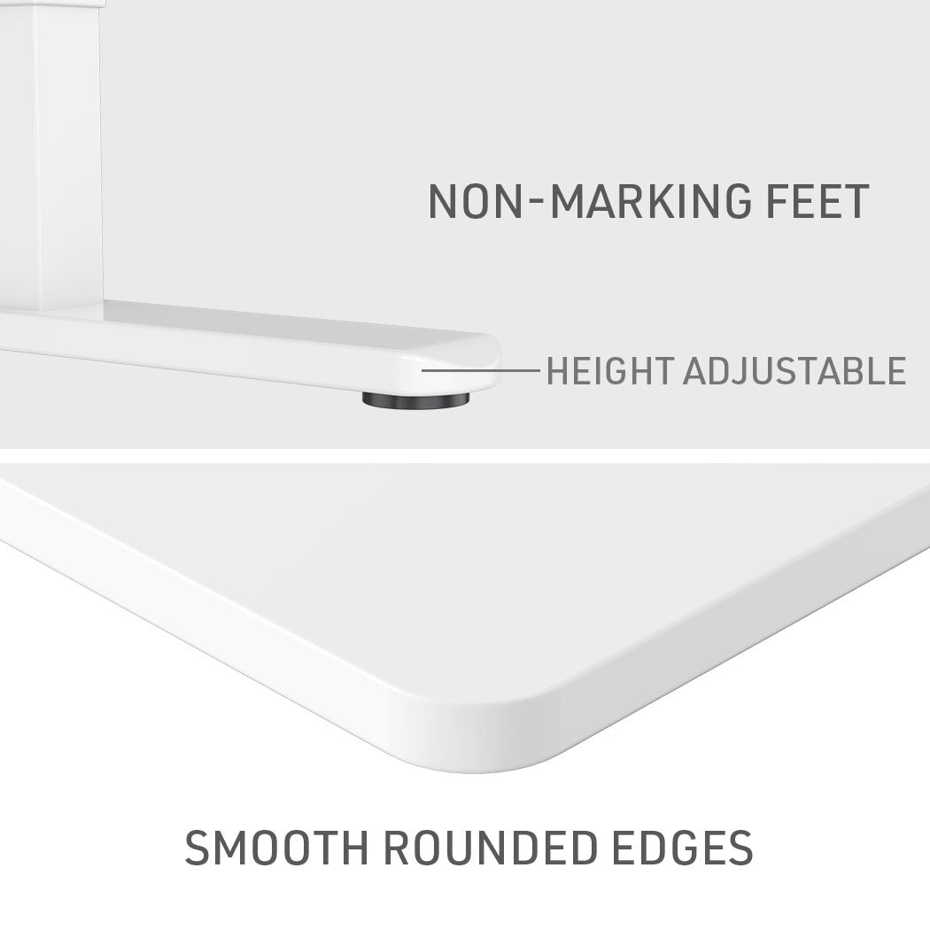 Fortia Sit To Stand Up Standing Desk, 120x60cm, 72-118cm Electric Height Adjustable, 70kg Load, Light Oak Style/White Frame - Cosy Abode