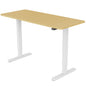 Fortia Sit To Stand Up Standing Desk, 140x60cm, 72-118cm Electric Height Adjustable, 70kg Load, White Oak Style/White Frame - Cosy Abode