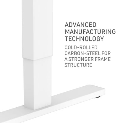 Fortia Sit To Stand Up Standing Desk, 140x60cm, 72-118cm Electric Height Adjustable, 70kg Load, White Oak Style/White Frame - Cosy Abode