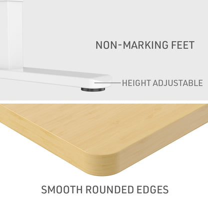Fortia Sit To Stand Up Standing Desk, 140x60cm, 72-118cm Electric Height Adjustable, 70kg Load, White Oak Style/White Frame - Cosy Abode