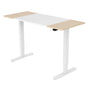 Fortia Sit To Stand Up Standing Desk, 140x60cm, 72-118cm Electric Height Adjustable, 70kg Load, Light Oak Style/White Frame - Cosy Abode