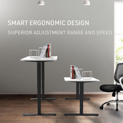 Fortia Sit To Stand Up Standing Desk, 140x60cm, 72-118cm Electric Height Adjustable, 70kg Load, White/Black Frame - Cosy Abode