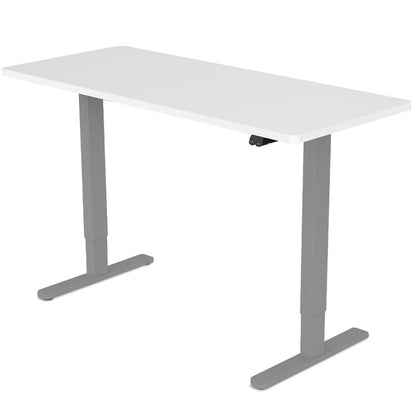 Fortia Sit To Stand Up Standing Desk, 120x60cm, 72-118cm Electric Height Adjustable, 70kg Load, White/Silver Frame - Cosy Abode