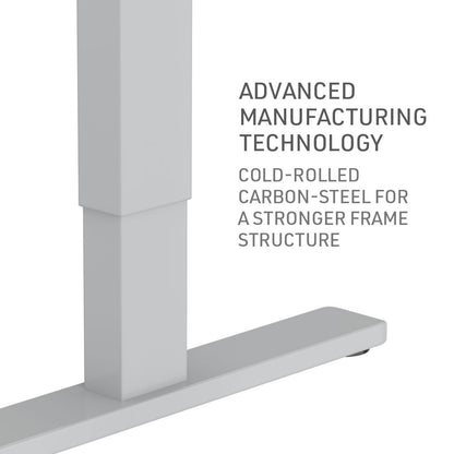 Fortia Sit To Stand Up Standing Desk, 120x60cm, 72-118cm Electric Height Adjustable, 70kg Load, White/Silver Frame - Cosy Abode