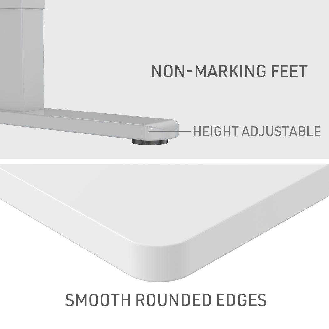 Fortia Sit To Stand Up Standing Desk, 120x60cm, 72-118cm Electric Height Adjustable, 70kg Load, White/Silver Frame - Cosy Abode