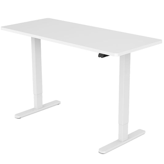 Fortia Sit To Stand Up Standing Desk, 120x60cm, 72-118cm Electric Height Adjustable, 70kg Load, White/White Frame - Cosy Abode