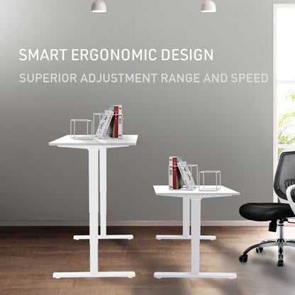 Fortia Sit To Stand Up Standing Desk, 120x60cm, 72-118cm Electric Height Adjustable, 70kg Load, White/White Frame - Cosy Abode
