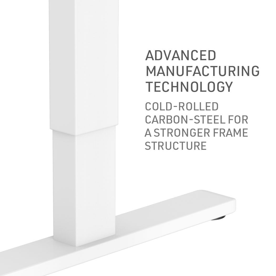 Fortia Sit To Stand Up Standing Desk, 120x60cm, 72-118cm Electric Height Adjustable, 70kg Load, White/White Frame - Cosy Abode