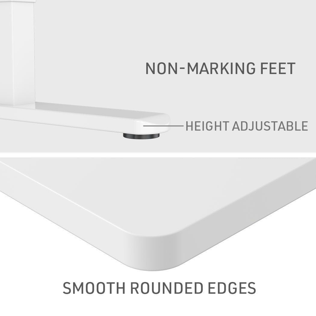 Fortia Sit To Stand Up Standing Desk, 120x60cm, 72-118cm Electric Height Adjustable, 70kg Load, White/White Frame - Cosy Abode