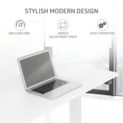 Fortia Sit To Stand Up Standing Desk, 120x60cm, 72-118cm Electric Height Adjustable, 70kg Rated, White/White Frame - Cosy Abode