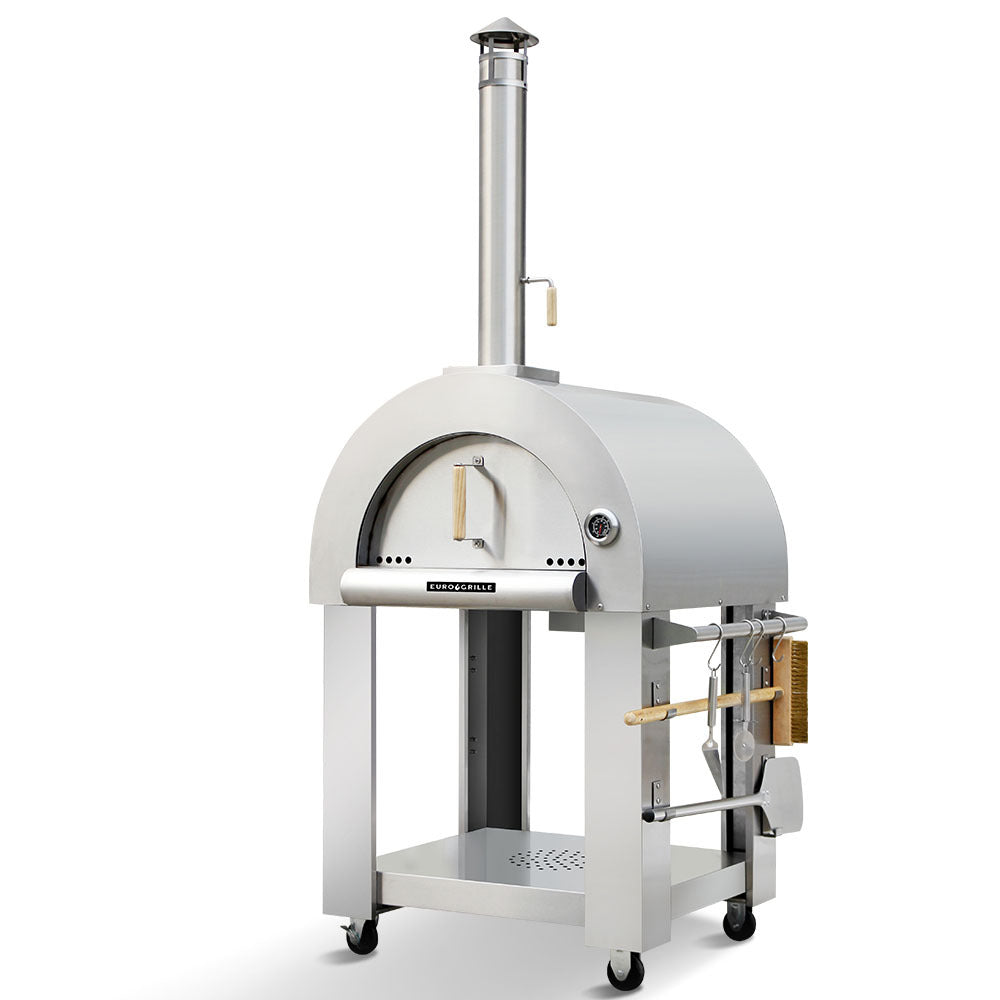 EuroGrille Portable Outdoor Pizza Oven - Stainless Steel Charcoal Fired - Cosy Abode