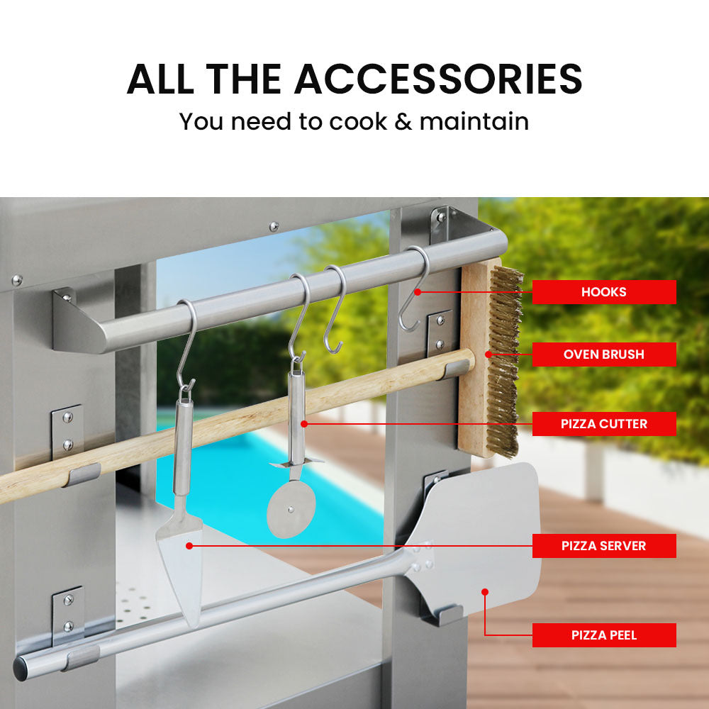 EuroGrille Portable Outdoor Pizza Oven - Stainless Steel Charcoal Fired - Cosy Abode