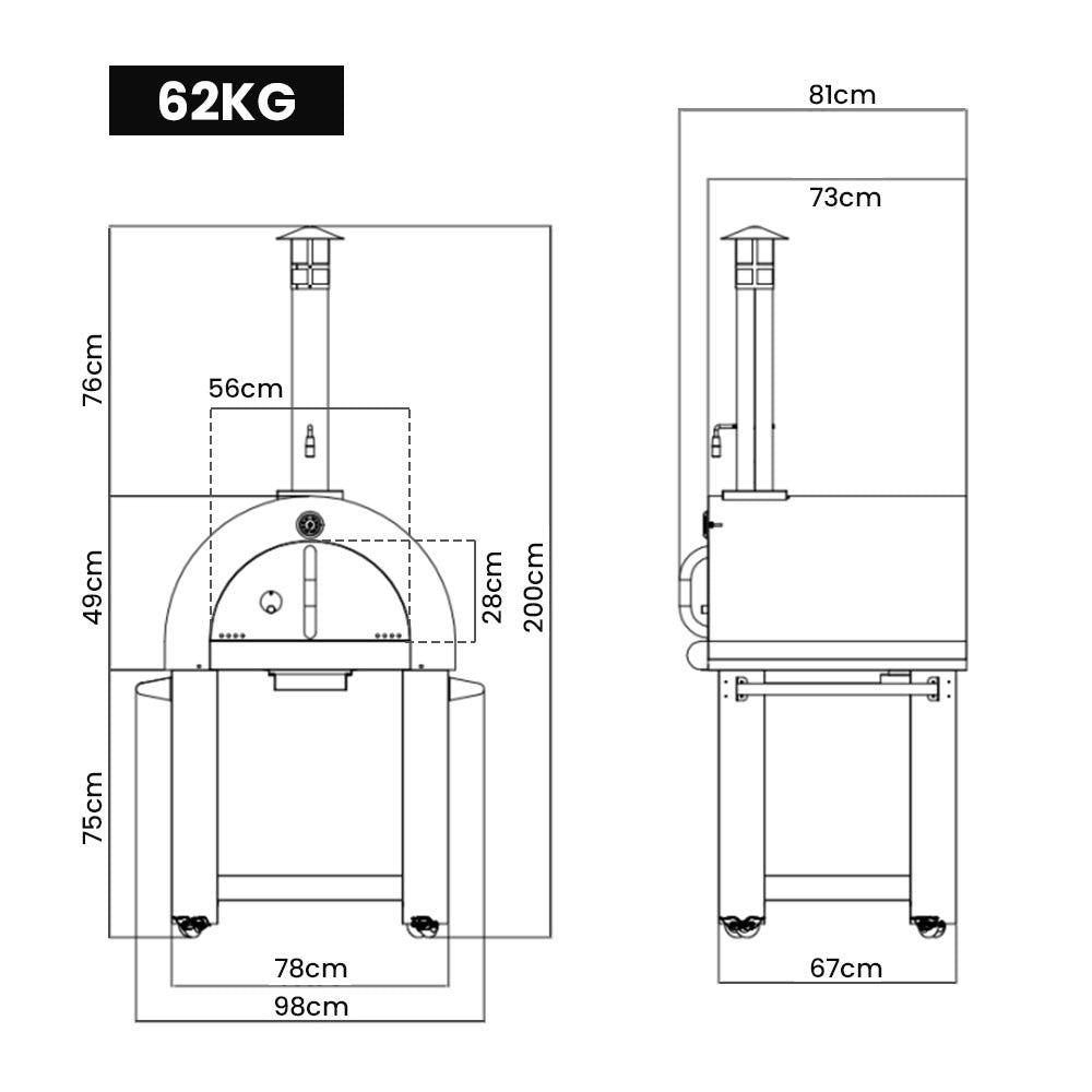 EuroGrille Portable Outdoor Pizza Oven - Stainless Steel Charcoal Fired - Cosy Abode