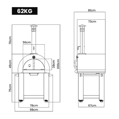 EuroGrille Portable Outdoor Pizza Oven - Stainless Steel Charcoal Fired - Cosy Abode
