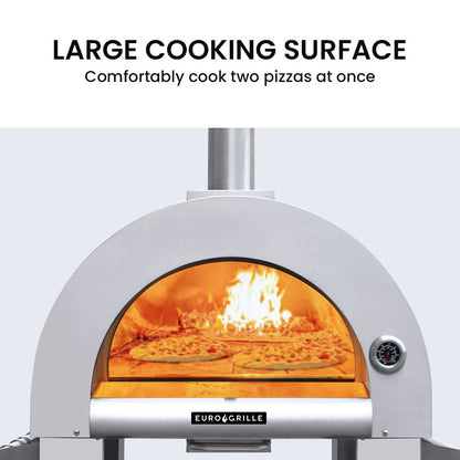EuroGrille Portable Outdoor Pizza Oven - Stainless Steel Charcoal Fired - Cosy Abode
