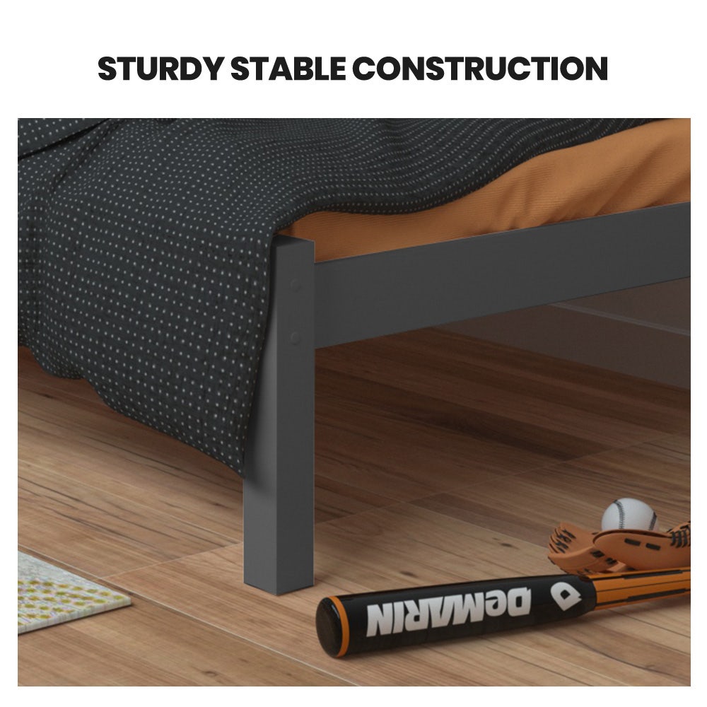 Kingston Slumber King Single Wooden Timber Bed Frame, Grey - Cosy Abode