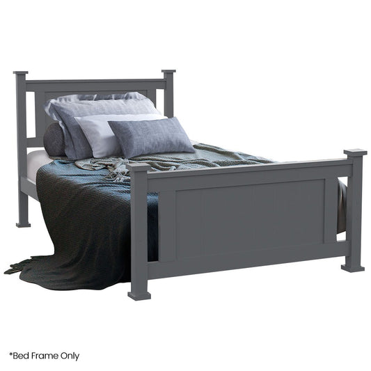 KINGSTON SLUMBER King Single Wooden Timber Bed Frame, Grey - Cosy Abode