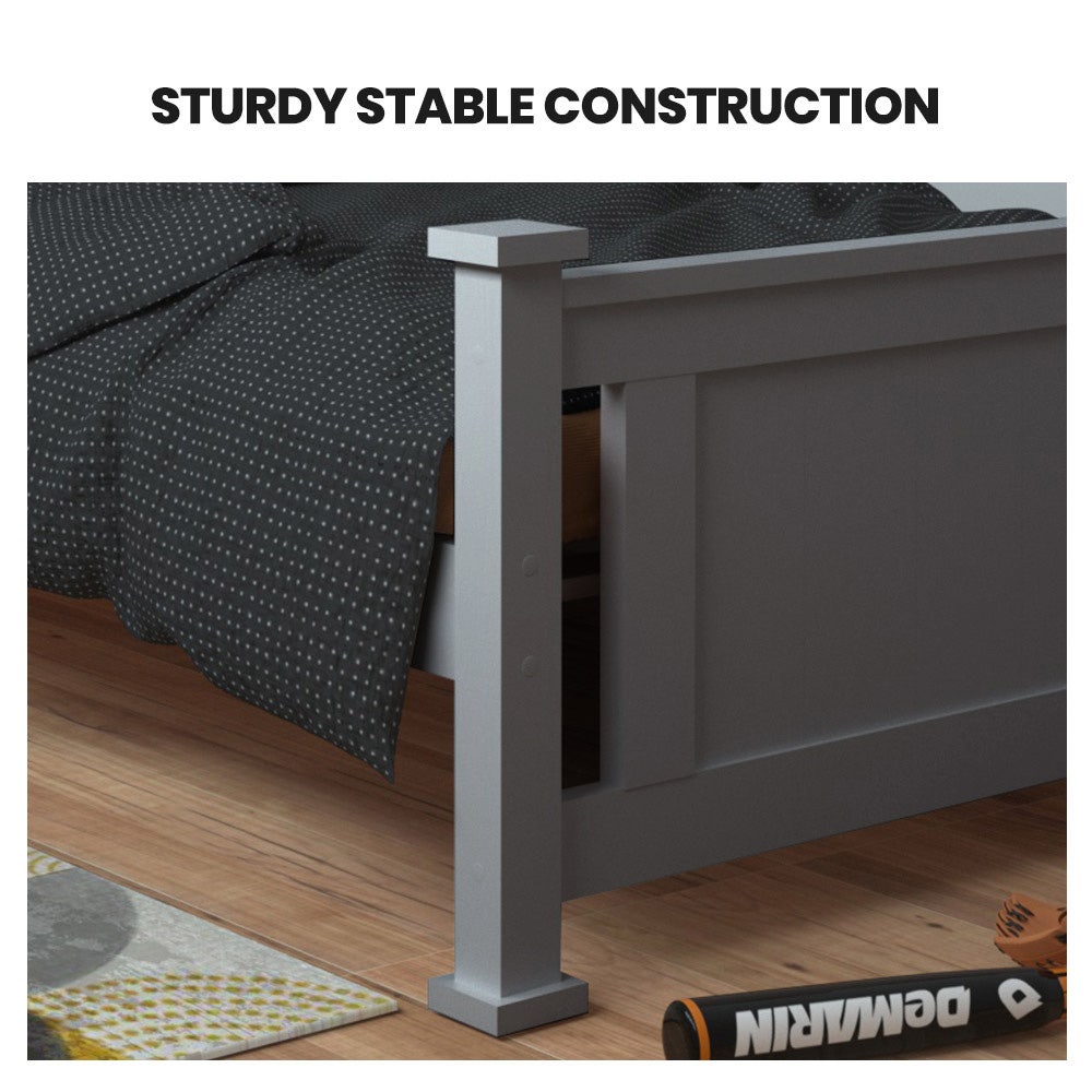 KINGSTON SLUMBER King Single Wooden Timber Bed Frame, Grey - Cosy Abode