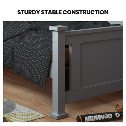 KINGSTON SLUMBER King Single Wooden Timber Bed Frame, Grey - Cosy Abode