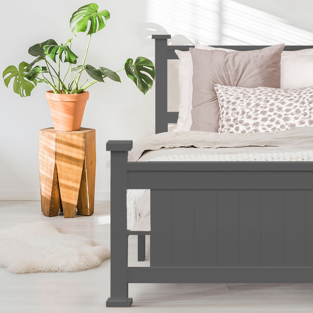 KINGSTON SLUMBER King Single Wooden Timber Bed Frame, Grey - Cosy Abode