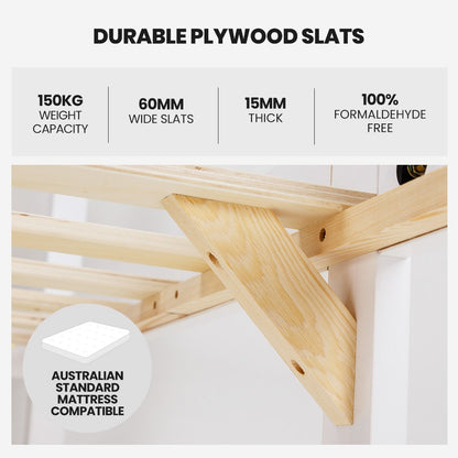 KINGSTON SLUMBER King Single Wooden Timber Bed Frame, White - Cosy Abode