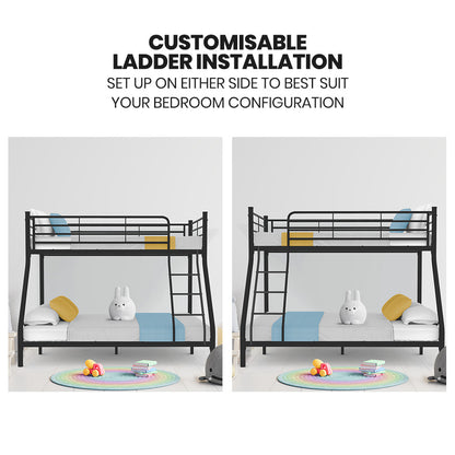 Kingston Slumber Metal Single over Double Bunk Bed Frame - Dark Matte Grey - Cosy Abode