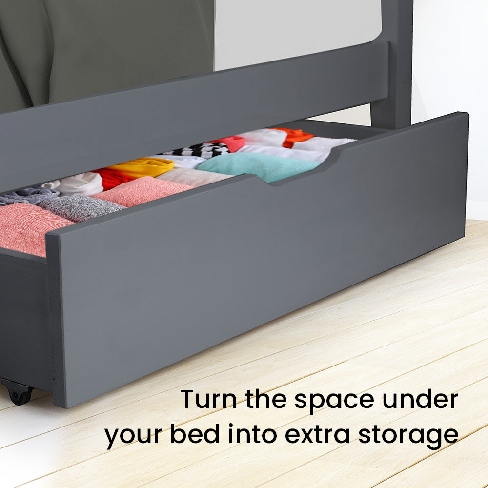 KINGSTON SLUMBER Trundle Under Bed Storage Drawers, 2 Pieces, Grey - Cosy Abode