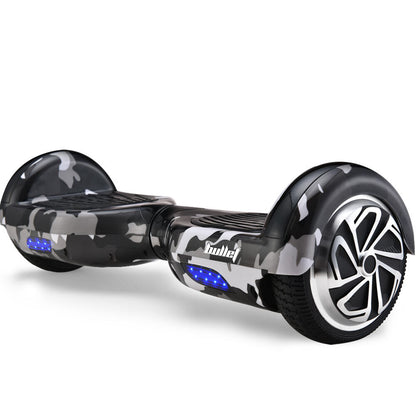 BULLET Electric Hoverboard Scooter 6.5 Inch Wheels, Colour LED Lighting, Carry Bag, Gen III Camo Grey - Cosy Abode