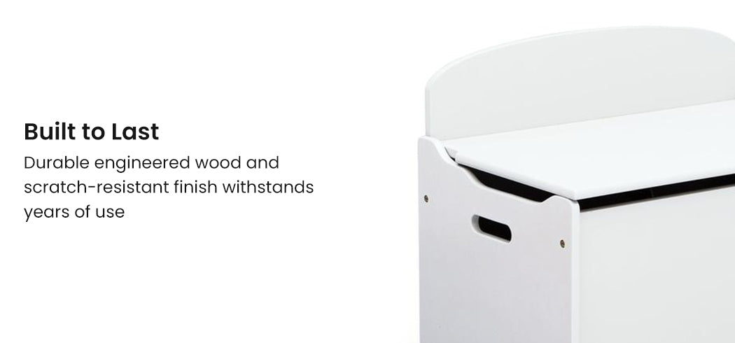 DELTA CHILDREN Deluxe Toy Box Kids Furniture Chest Bedroom Wooden Storage White - Cosy Abode