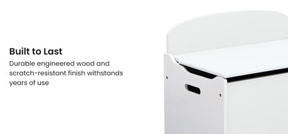DELTA CHILDREN Deluxe Toy Box Kids Furniture Chest Bedroom Wooden Storage White - Cosy Abode