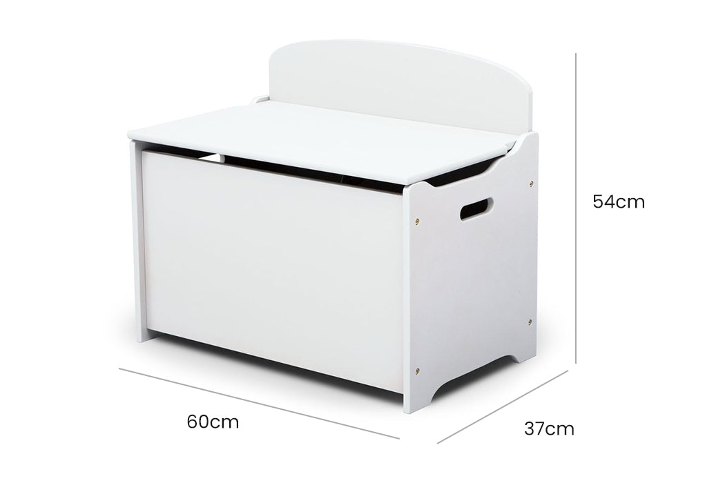 DELTA CHILDREN Deluxe Toy Box Kids Furniture Chest Bedroom Wooden Storage White - Cosy Abode