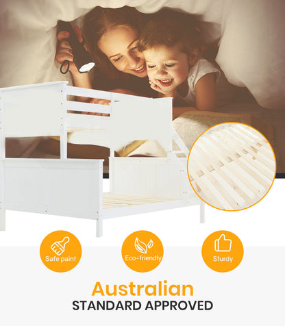 KINGSTON SLUMBER Bunk Bed Frame Modular Single White Wood Kids Double Deck Twin - Cosy Abode