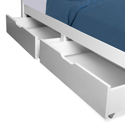 Kingston Slumber 2x Under Bed Storage Drawers White Pine Wooden Wheels - Cosy Abode