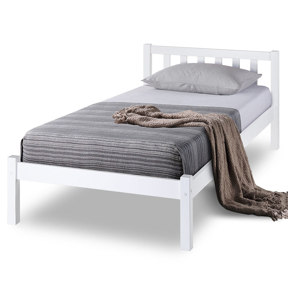 Kingston Slumber Single Wooden Pine Bed Frame Timber Kids Adults Contemporary Bedroom Furniture - Cosy Abode