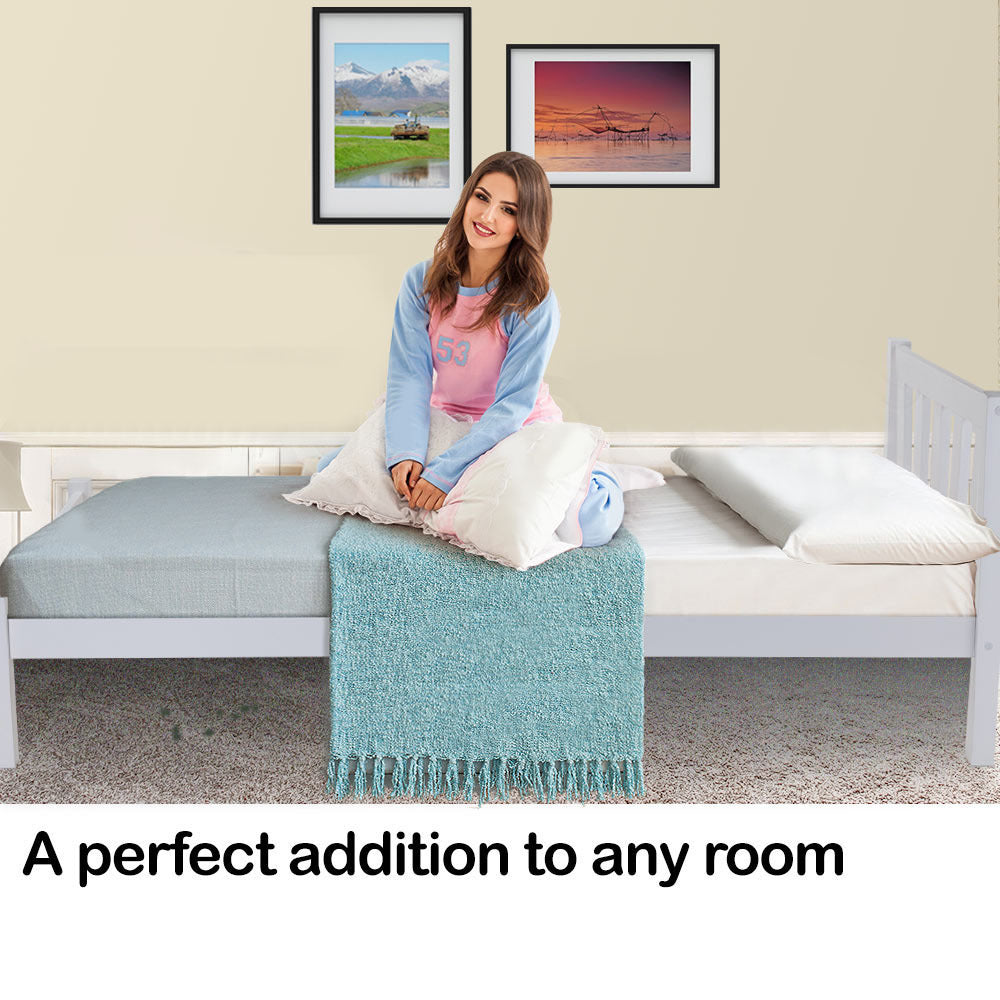 Kingston Slumber Single Wooden Pine Bed Frame Timber Kids Adults Contemporary Bedroom Furniture - Cosy Abode