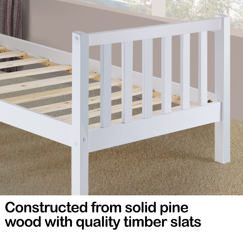 Kingston Slumber Single Wooden Pine Bed Frame Timber Kids Adults Contemporary Bedroom Furniture - Cosy Abode