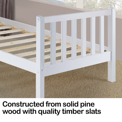 Kingston Slumber Single Wooden Pine Bed Frame Timber Kids Adults Contemporary Bedroom Furniture - Cosy Abode