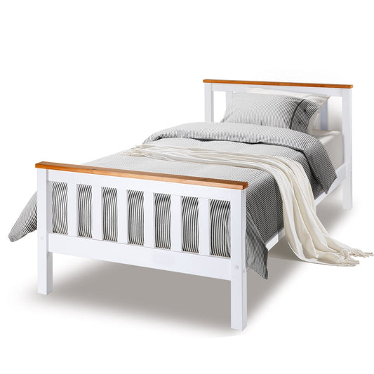 Kingston Slumber Single Wooden Bed Frame Base White Timber Kids Adults Modern Bedroom Furniture - Cosy Abode