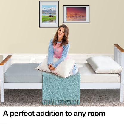 Kingston Slumber Single Wooden Bed Frame Base White Timber Kids Adults Modern Bedroom Furniture - Cosy Abode