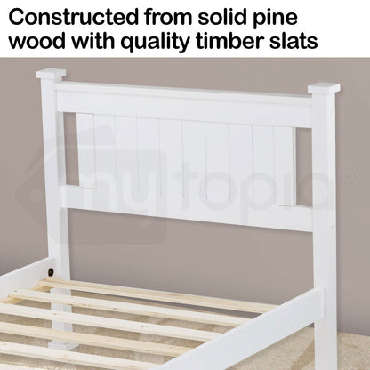 Kingston Slumber Single Wooden Bed Frame Base White Pine Adult Bedroom Furniture Timber Slat - Cosy Abode