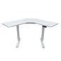 Fortia Sit To Stand Up Corner Standing Desk, 72-120cm, Dual Motor, Electric Height Adjustable, 80kg Load, White/White Frame - Cosy Abode