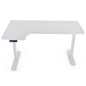 FORTIA L-Shape Standing Desk, 1450W x 850D x 600D, Dual Motor, 80kg Load, Sit to Stand Up Electric Height Adjustable, Left-Hand Sided, White/White Frame - Cosy Abode