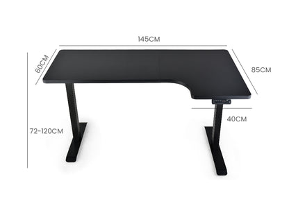 Fortia L Shaped Sit To Stand Up Corner Standing Desk, 72-120cm, Dual Motor, Adjustable Height Electric, 80kg Load, Right-Hand Sided, Black - Cosy Abode