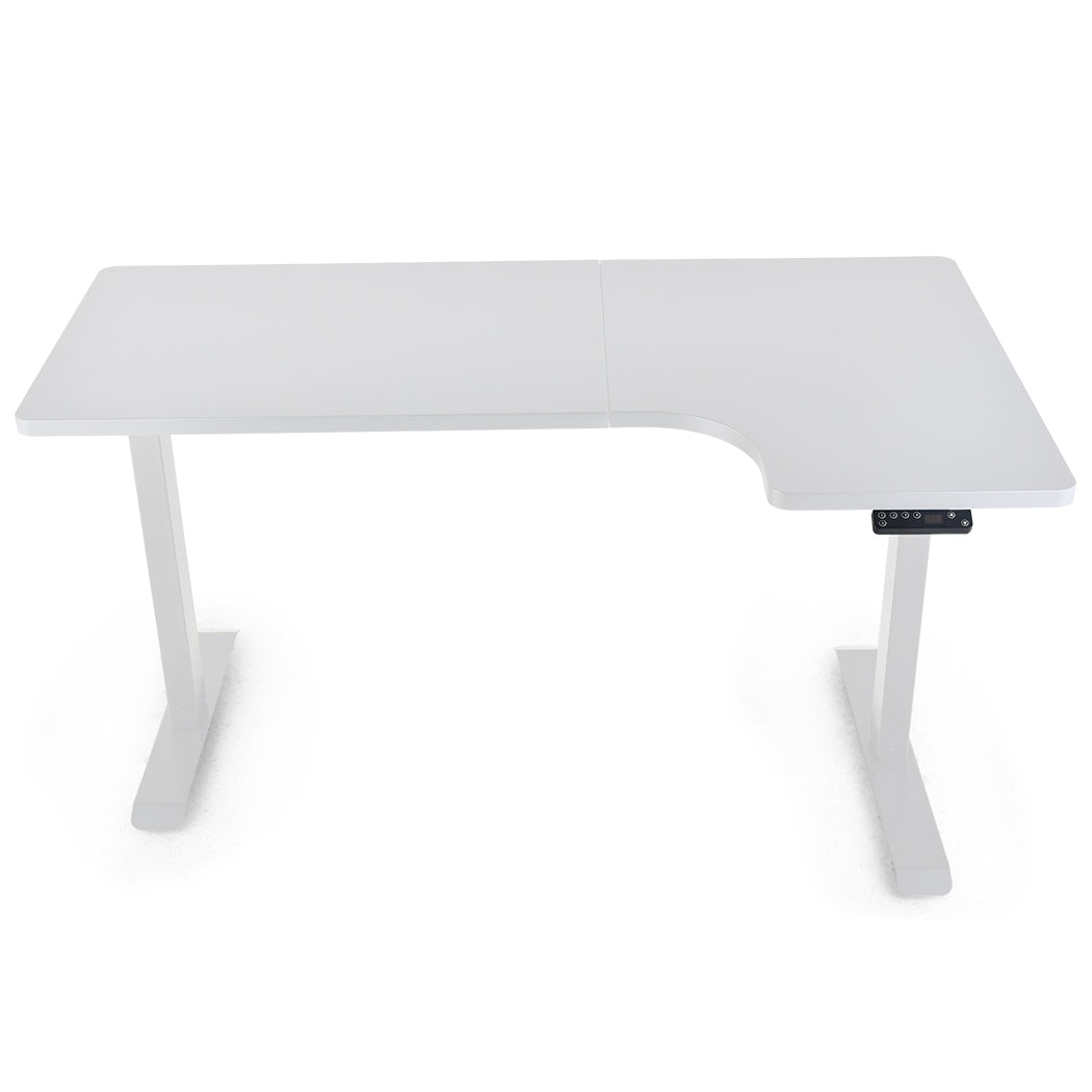 Fortia L Shaped Sit To Stand Up Corner Standing Desk, 72-120cm, Dual Motor, Adjustable Height Electric, 80kg Load, Right-Hand Sided, White - Cosy Abode